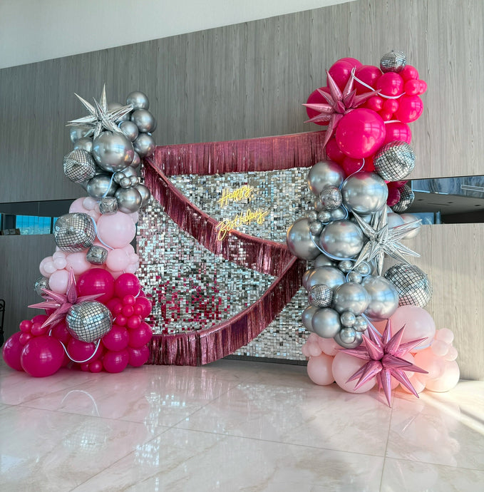 Sequin wall with balloons